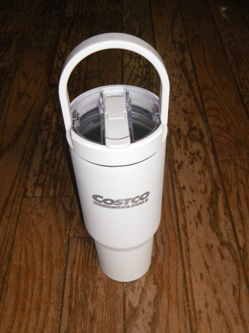 COSTCO WHOLESALE 32 oz. TUMBLER with Straw, Cream/White Insulated Travel Mug